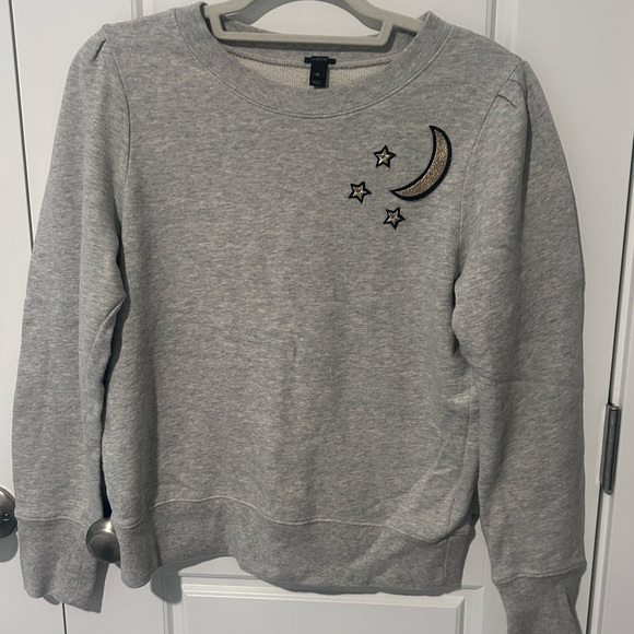 J.CREW CELESTIAL PATCHES GREY SWEATSHIRT STARS AND MOON. SIZE: M. - Picture 2 of 6